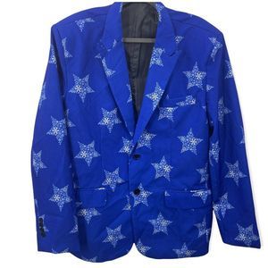 You look ugly today men's holiday blue white star snowflake blazer XL